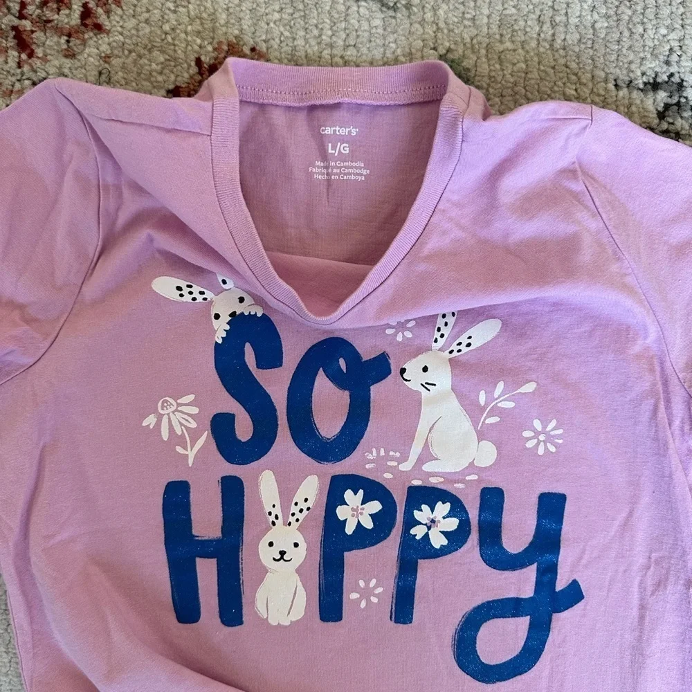 Carter’s Girls Easter So Hoppy Graphic T-Shirt Size Large